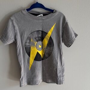 Kids Gray T-Shirt with Yellow Record Graphic